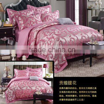 Wedding suite red roses optimal silk satin jacquard Bedding Set