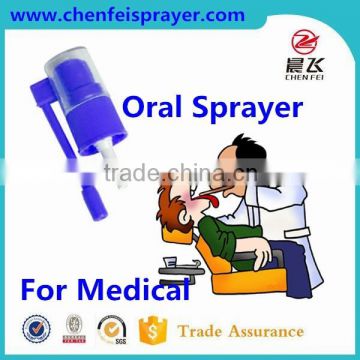 Fine mist plastic sprayer hand oral spray pump in different color and diacharge is 0.12ml use in medical also can be custom