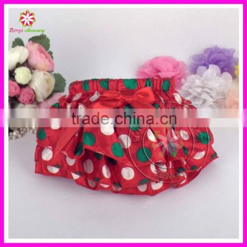 Lovely baby satin dotted ruffle diaper cover for Christmas