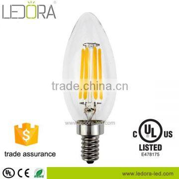 New products 2016 2200K 2700k E12 6w Dimmable filament candle bulb c35