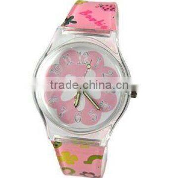 fashion plastic color PVC band womens plastic watch lady gift plastic watch