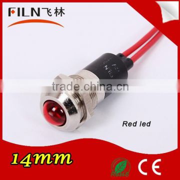 100pcs/box FL1M-14WS Metal 14MM red Led led 36v indicator with wire