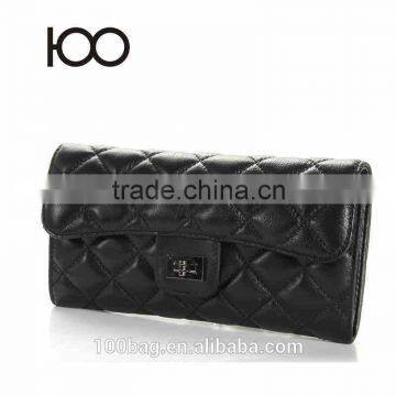 Sheepskin wallet female long section 2016 new fashion small fragrant Ling Ge Duoka bit leather money clip