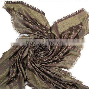 2014 Western Famous Popular Cannetille Real Silk Large Square Wool Scarf