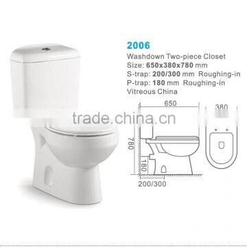 sanitary ware bathroom design ceramic washdown two piece toilet