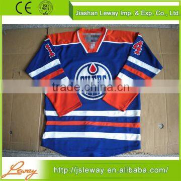 Single jersey fabric custom field ice hockey jersey china for kids