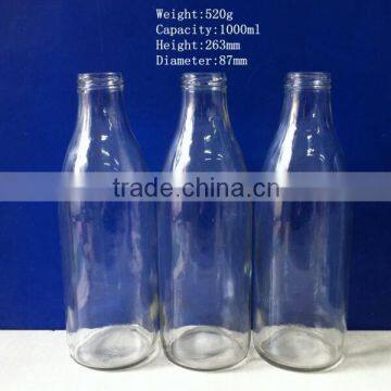 1000ml 1liter 32oz beverage milk drink glass bottle with screw twist off caps