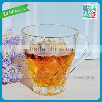 Customized Designed Glass Tea Cup Mug Glassware Fancy Glass Tea Mug Cup Handle Glass Mug