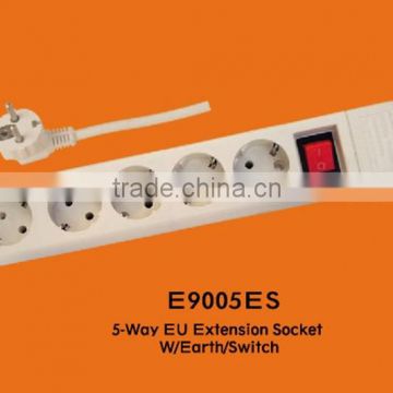 5-way 2 pin EU Standard Ground Switch Extension Socket