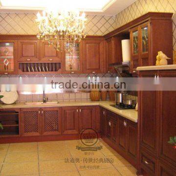 solid wood and stainless steel kitchen cabinet