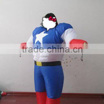 DJ-CO-111 Adult Chub Captain America Inflatable Blow Up Color Full Body Costume Jumpsuit photo-3