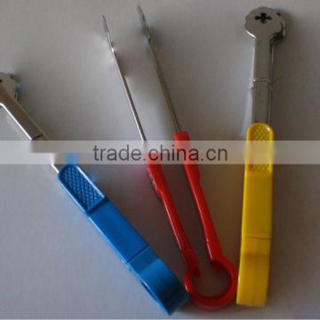 BBQ food serving tong clip with pp handle for 3 color