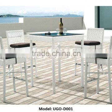 Modern Style White Rattan High Bar Tables & Chairs