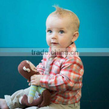 DB1329 dave bella 2014 autumn cotton baby tops baby shirts wholesale baby grid shirts tank top