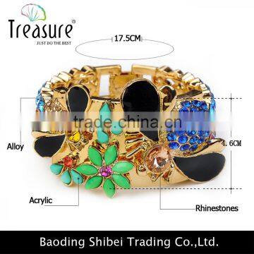 Dubai Handmade Gold Rhinestone Mosaic Ethnic Bracelet Bangle on Sale in 2016 New Year photo-2