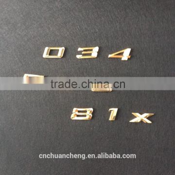 Wholesale golden ABS plastic chrome car badge sticker car emblem custom 3D logo letter backed sticker