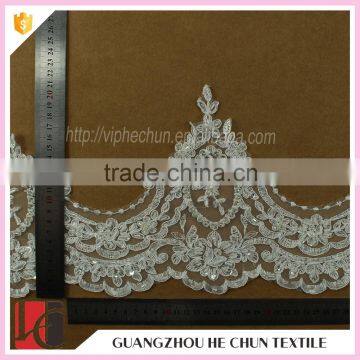 HC-2290-1 Hechun White Whole Sale Bead Raschel Lace Bridal Trim photo-5