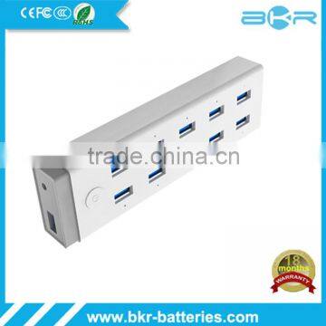 White 1.5m Long Cable High Speed 10 Port USB Multi HUB Splitter Expansion