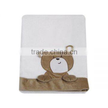 soft coral fleece cute bear plush baby blanket