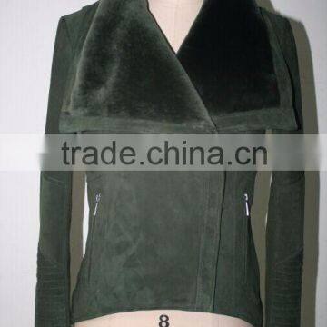 Women Designer Coat Green Faux Fur Jacket photo-2