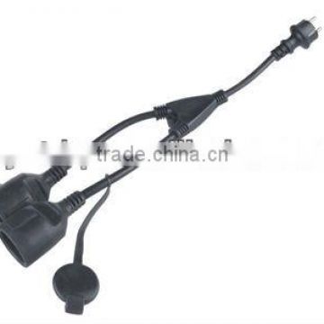 Europe CEE7/7 Schuko to 2 female socket Y spliter power cord