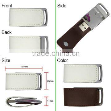 Novelty Leather&Metal Stick USB3.0 Flash Memory Thumb Drive 64GB