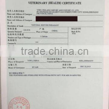 Veterinary ( health) certificate