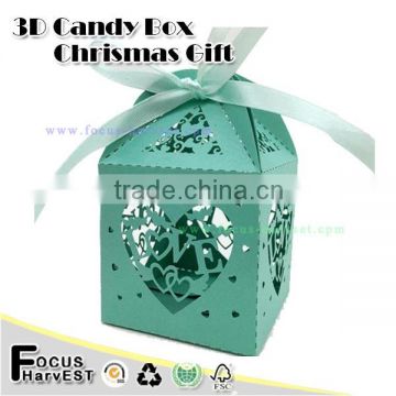 C206 Birthday party decorations candy box laser cut candy gift boxes wedding favors(with ribbon)