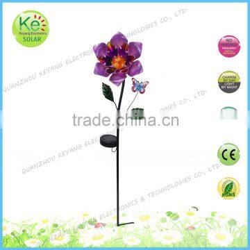 Flower with metal butterfly park stake solar LED light