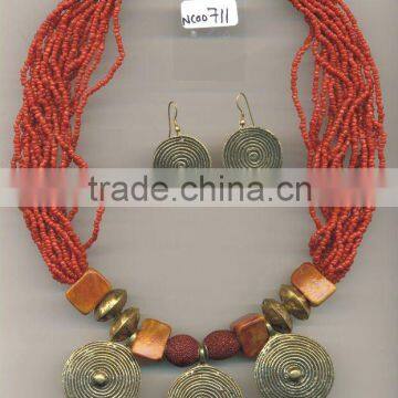 Glass/Metal/Stone Beads Necklace