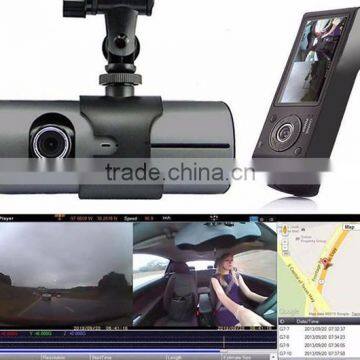 2.7" LCD G-sensor 140 Degree New R300 Car DVR Camera Dash Cam Dual Camera Vehicle Dashboard gps tracker logger