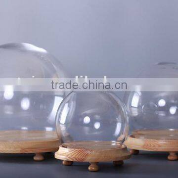 glass ball dome with base set of 3 for decoration