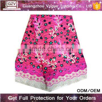 guangzhou online wholesale high quality 100% cotton purple african lace embroidery fabric pure silk