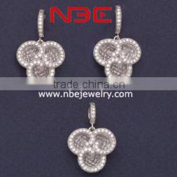 High quality clear CZ silver jewellery set