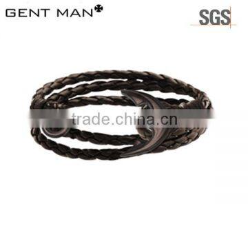 Coolman 2016 Men Leather and Steel Bracelet