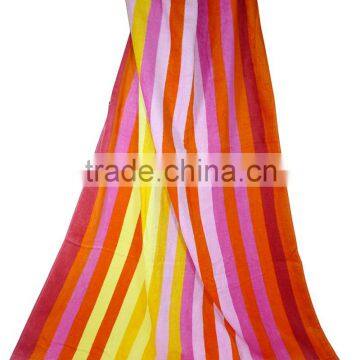 Colorful Stripe 100% Cotton Velour Bath Towel