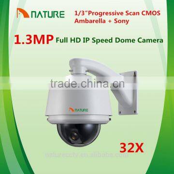 32X 1.3MegaPixel HD Network IP Speed Dome Camera CCTV HD IP PTZ Camera 1/3 Progressive Scan CMOS Ambarella + Sony