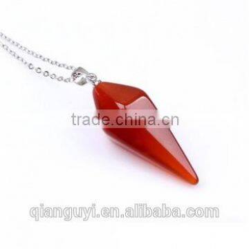 Wholesale Ladies Fashion Crystal Quartz Healing Point Nature Cylinder Shape Gem-Bead Stone Pendant for Necklace