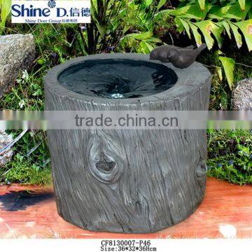 tree stump wtih two drinking brids resin indoor circle water fountians home decor