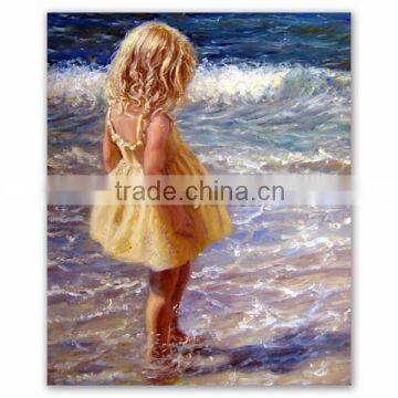 High quality handmade wall art canvas beach child oil painting