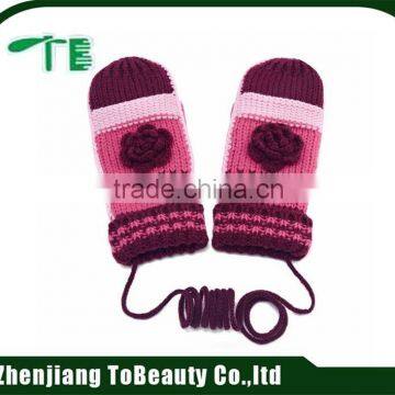 jacquard winter gloves with string