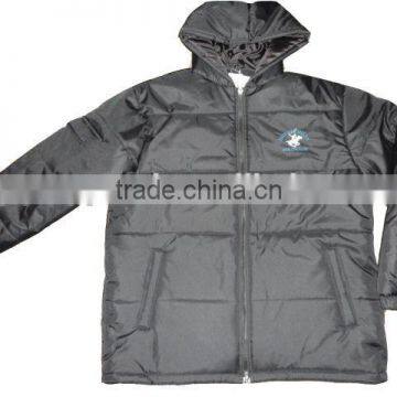 Apparel stocks Mens Padded Polyester Jacket with Hoody