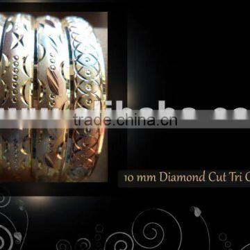 Gold plated Tri color bangles set