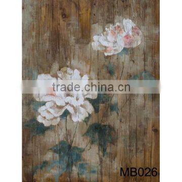 High Quality Wooded Home Decoration Blooming Flower Handmade Flower painting Art Wall Oil Painting on board BM026