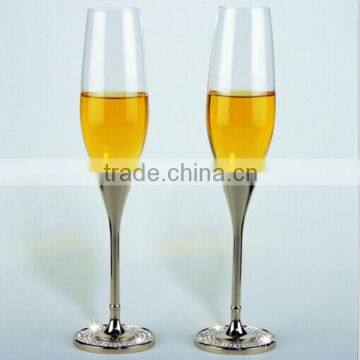 clear lead free crystal 200ml champagne wine glass set with metal stand