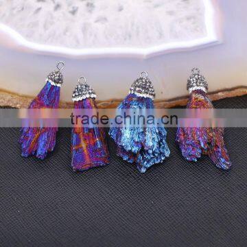 Titanium Quartz Stone Druzy Pendant, Pave Crystal Gem Stone Pendant For Jewelry Making