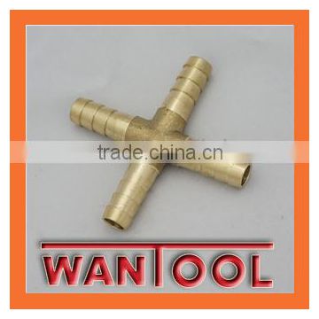 BRASS 4 way pipe air connectors, hose barb pipe fitting