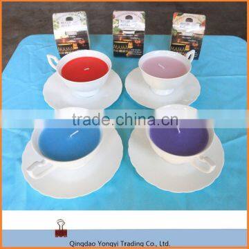 tea cup candle for home decoration