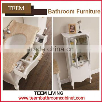 Teem home bathroom furniture wood material bathroom sets tempered glass bathroom vanity