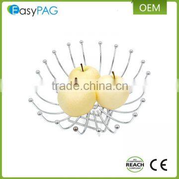 Hot sale latest design mini flower shape sliver metal wire empty fruit basket holder